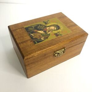 Our lady of perpetual help vintage box blue velvet lined religion catholic